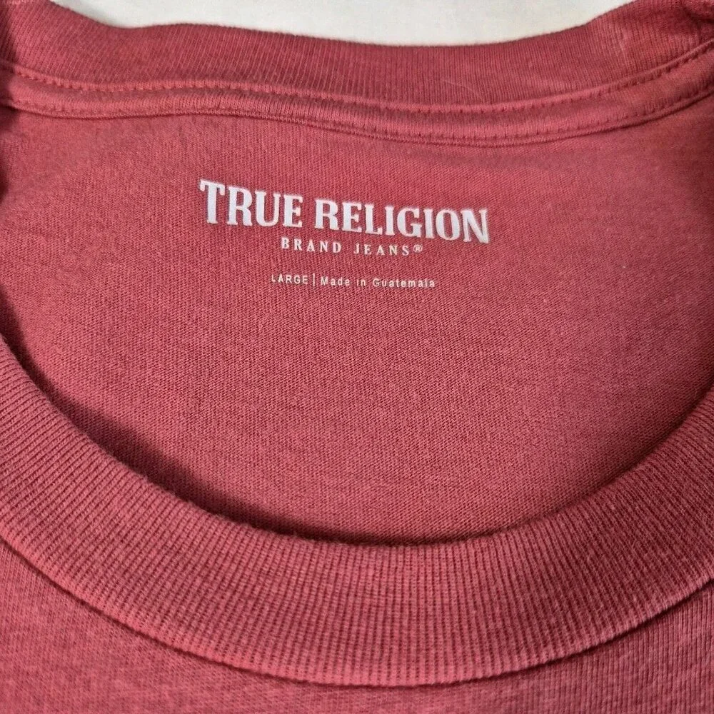 True Religion Brand Jeans T-Shirt Men's Size L Crew Neck Buddha Red (45)